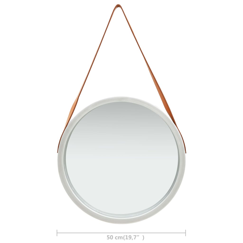 vidaXL Specchio da Parete con Cinghia 50 cm Argento