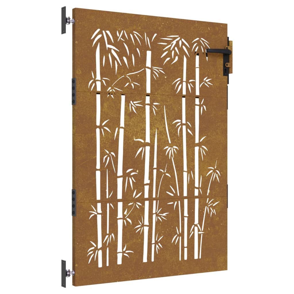 vidaXL Cancello da Giardino 85x150 cm in Acciaio Corten Design Bambù