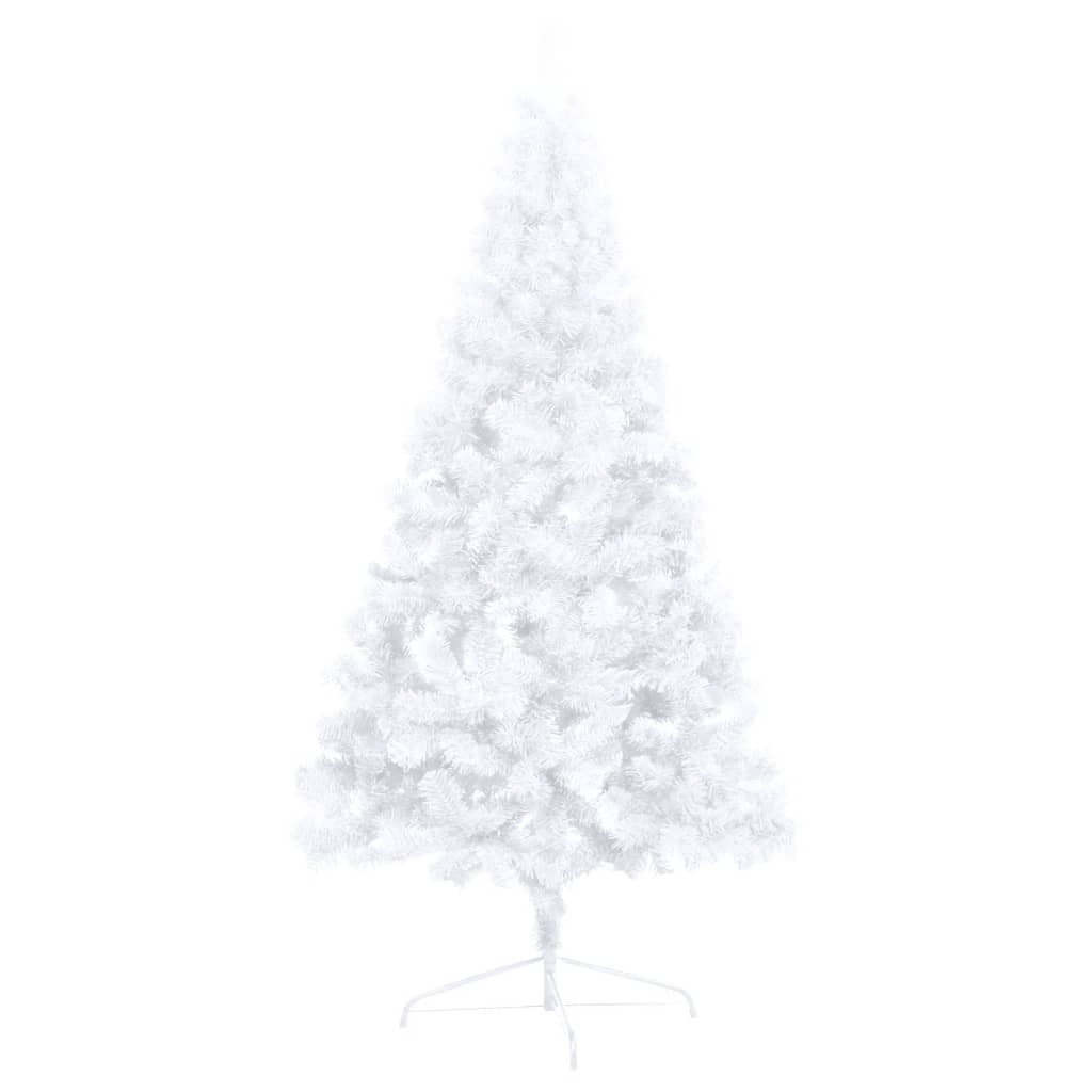 vidaXL Albero di Natale a Metà Preilluminato con Palline Bianco 120 cm