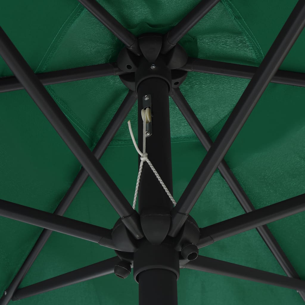 vidaXL Ombrellone con Luci a LED e Palo Alluminio 270 cm Verde