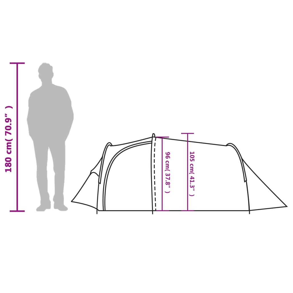 vidaXL Tenda da Campeggio a Tunnel per 2 Persone Verde Impermeabile