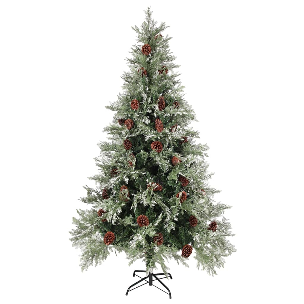 vidaXL Albero di Natale con Pigne Verde e Bianco 195 cm in PVC e PE