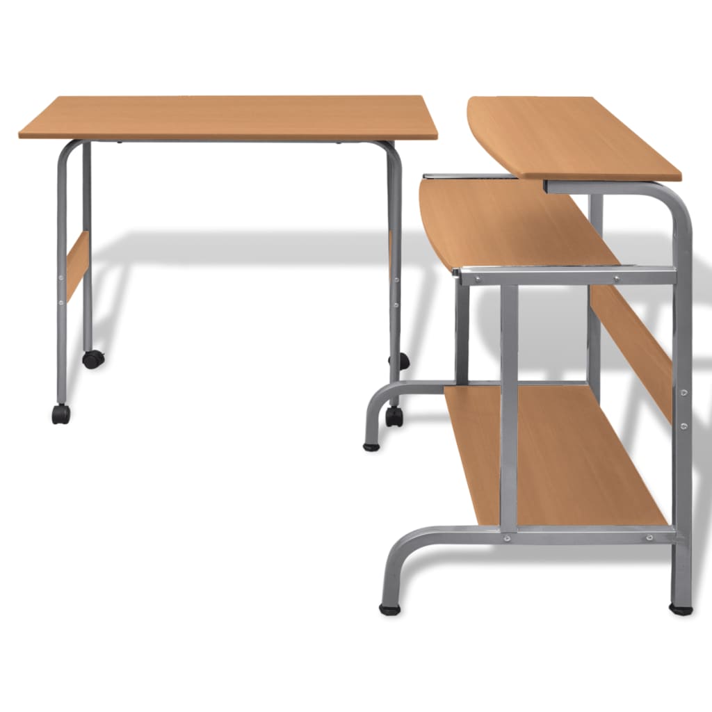 Tavolo scrivania per computer postazione di lavoro regolabile marrone