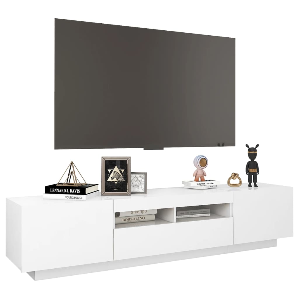 vidaXL Mobile Porta TV con Luci LED Bianco 180x35x40 cm