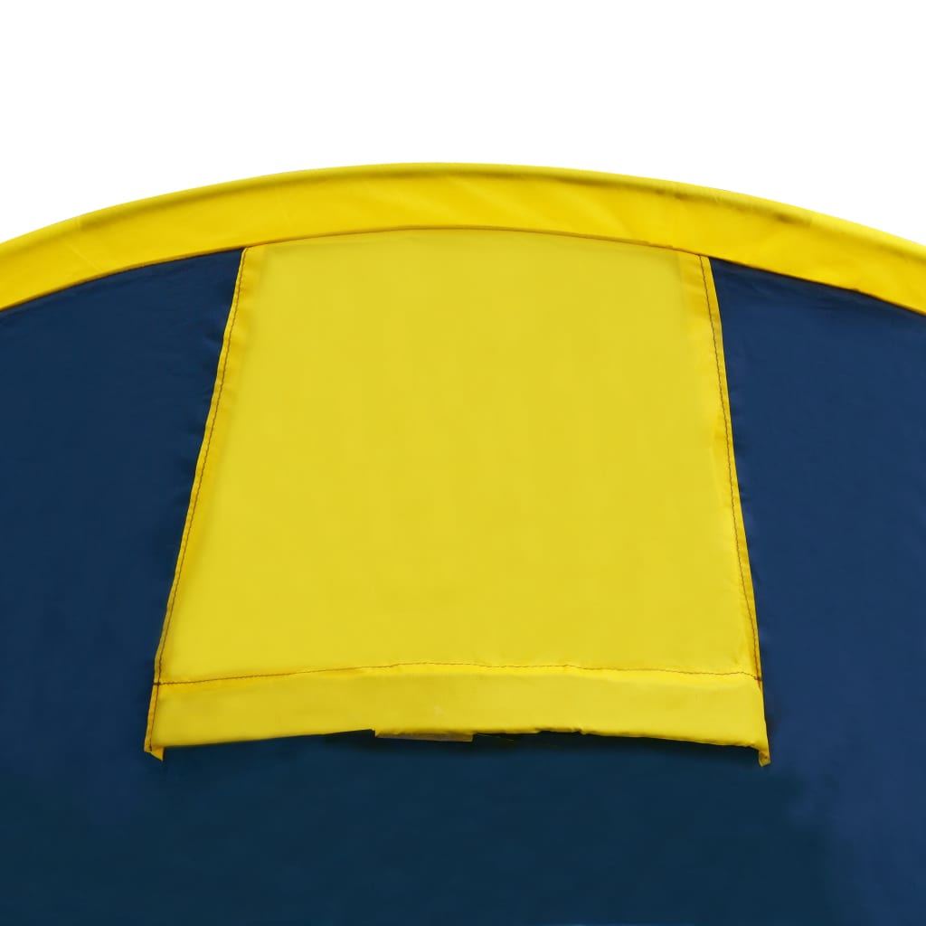 vidaXL Tenda da Campeggio per 4 Persone Blu Marino/Giallo