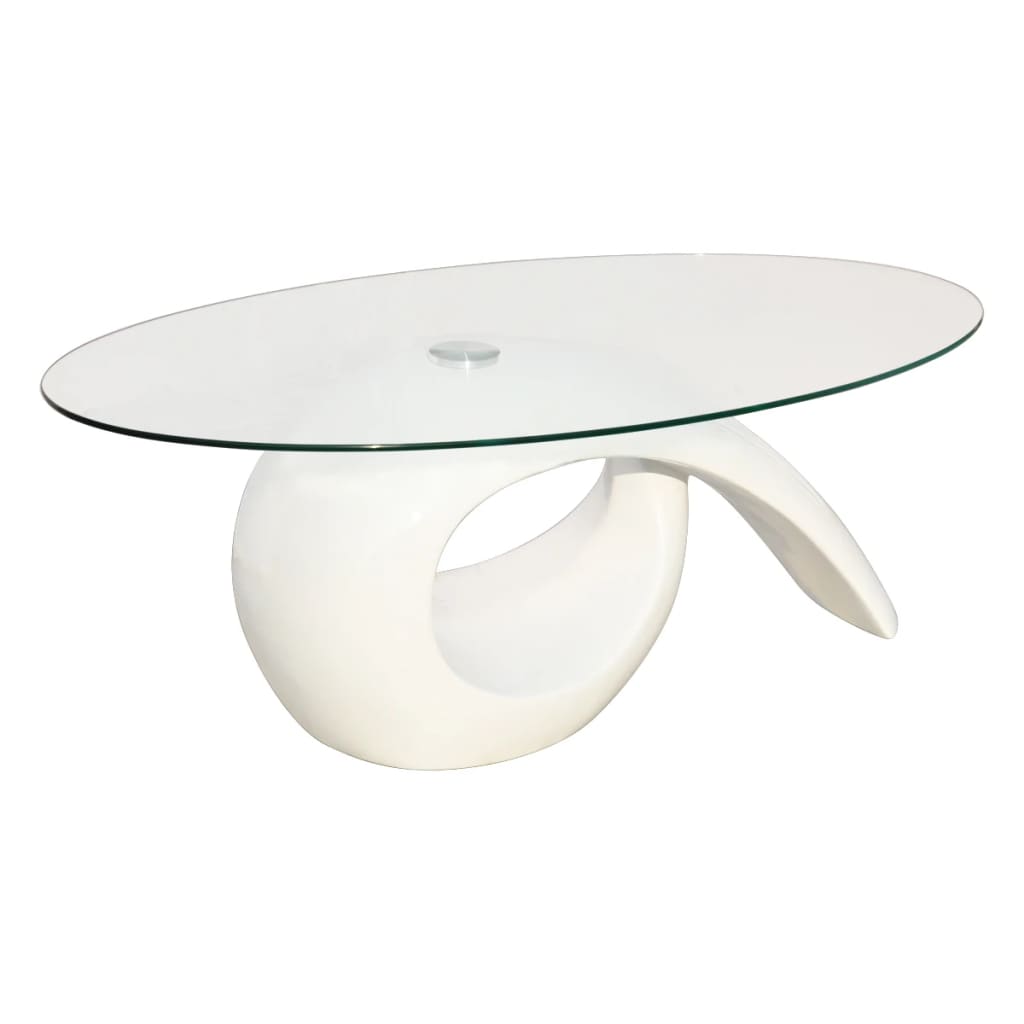 vidaXL Tavolino da Caffè con Ripiano Ovale in Vetro Bianco Lucido