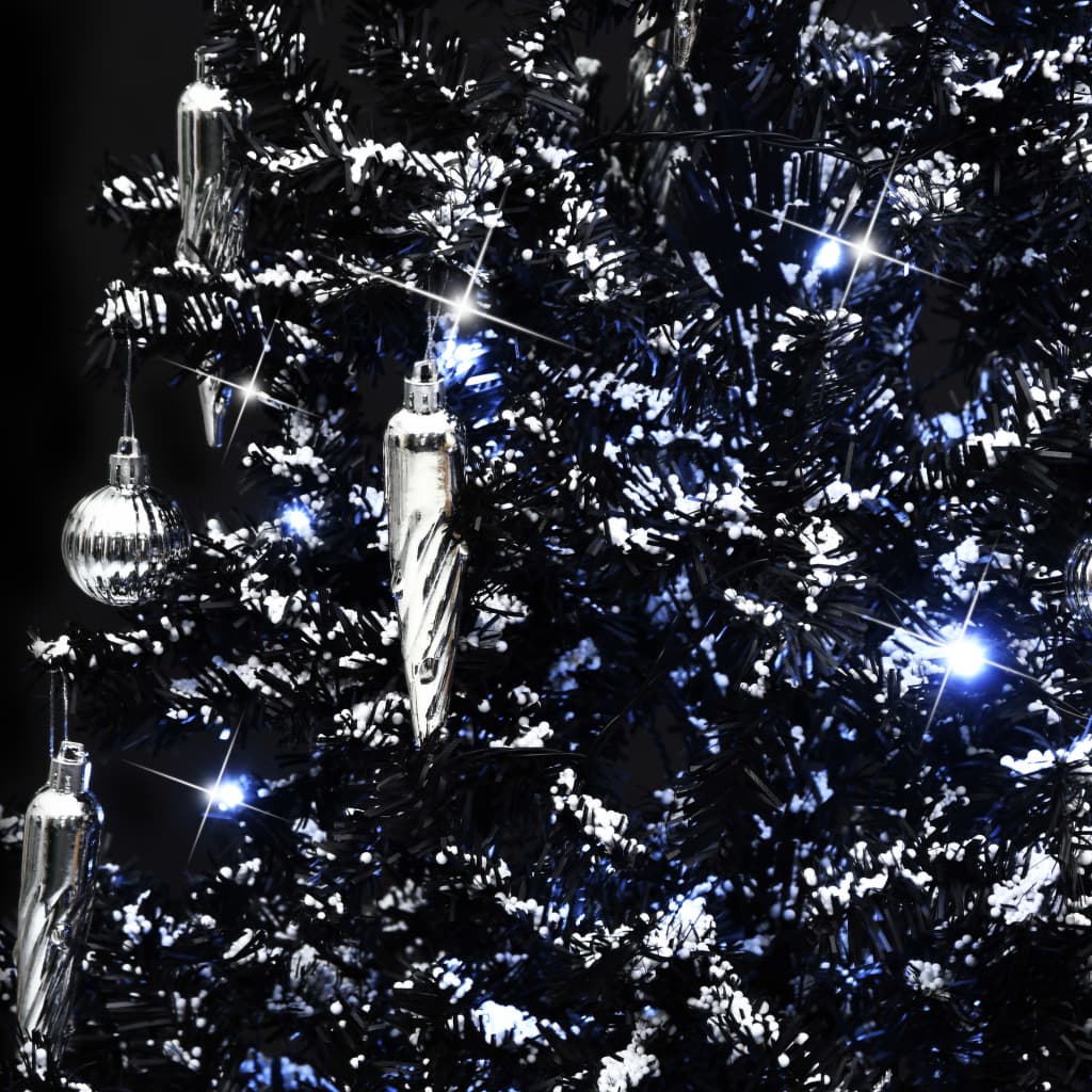 vidaXL Albero di Natale con Nevicata e Base ad Ombrello Nero 170cm PVC