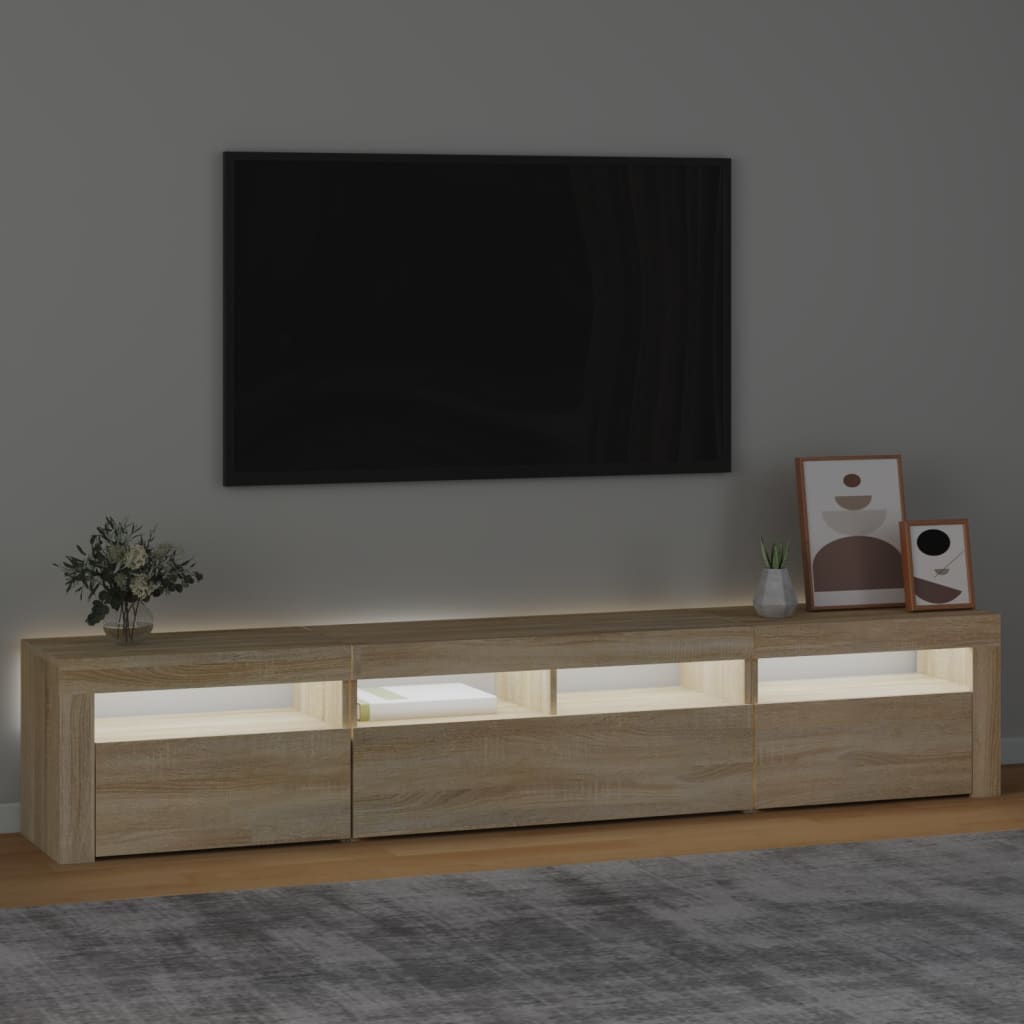 vidaXL Mobile Porta TV con Luci LED Rovere Sonoma 210x35x40 cm
