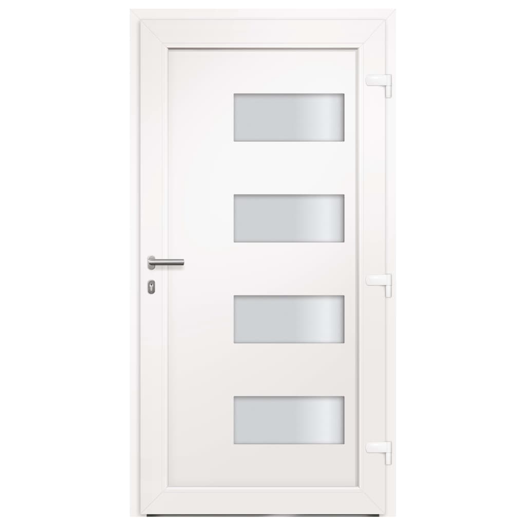 vidaXL Porta d'Ingresso in Alluminio e PVC Bianco 110x210 cm