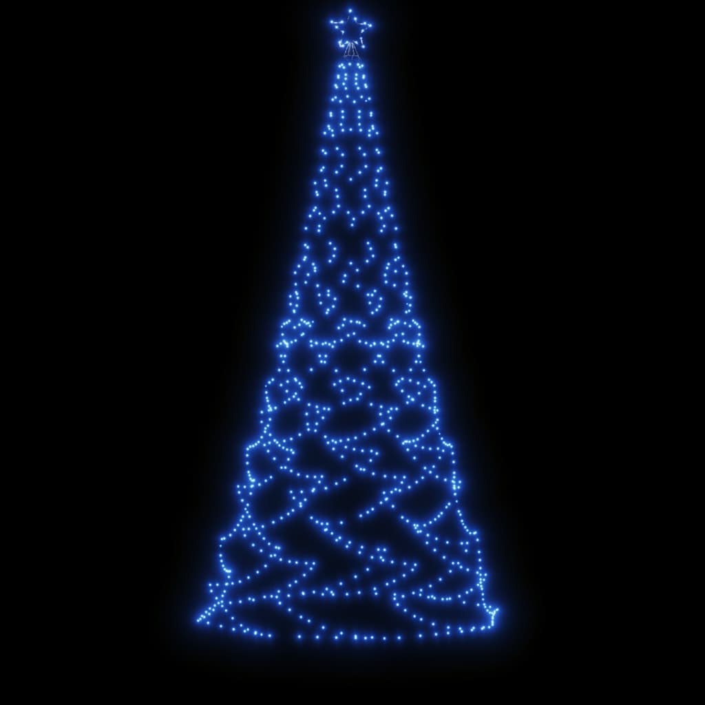 vidaXL Albero di Natale con Palo in Metallo 500 LED Blu 3 m