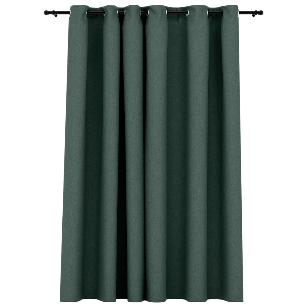 vidaXL Tenda Oscurante Effetto Lino con Occhielli Verde 290x245 cm
