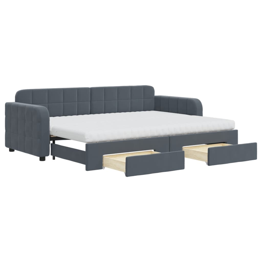 vidaXL Divano Letto Estraibile Cassetti Grigio Scuro 80x200cm Tessuto
