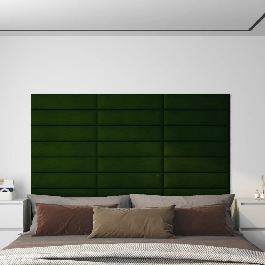 vidaXL Pannelli Murali 12 pz Verde Scuro 60x15 cm Velluto 1,08 m²