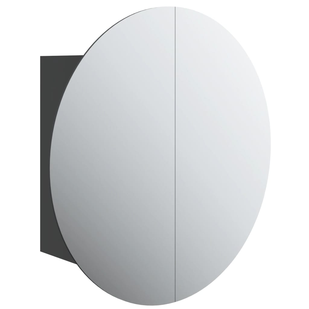 vidaXL Armadio da Bagno con Specchio Rotondo e LED Nero 47x47x17,5 cm