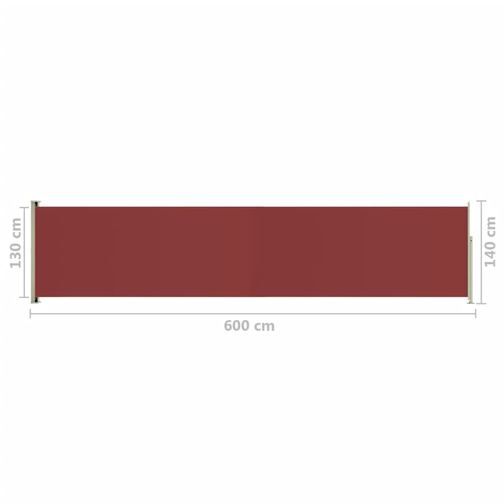 vidaXL Tenda Laterale Retrattile per Patio 140x600 cm Rossa