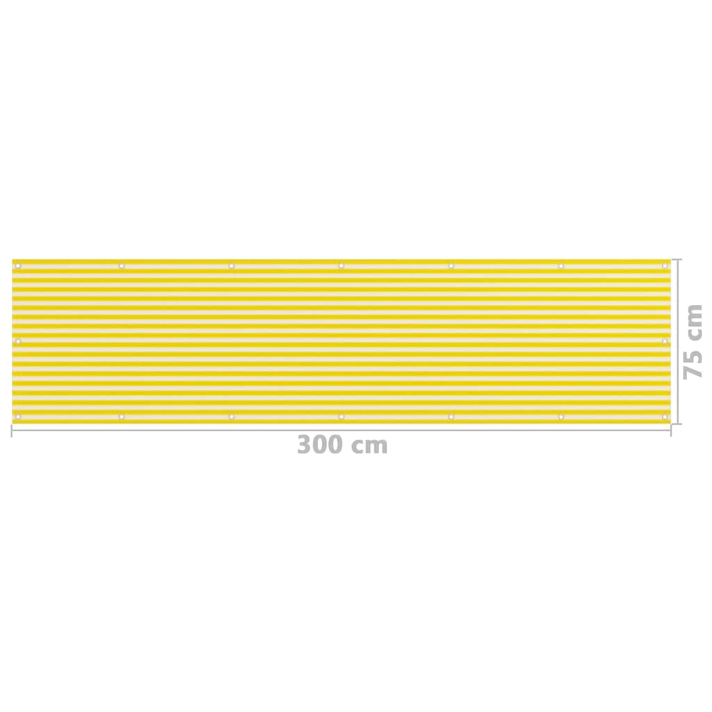 vidaXL Paravento da Balcone Giallo e Bianco 75x300 cm in HDPE
