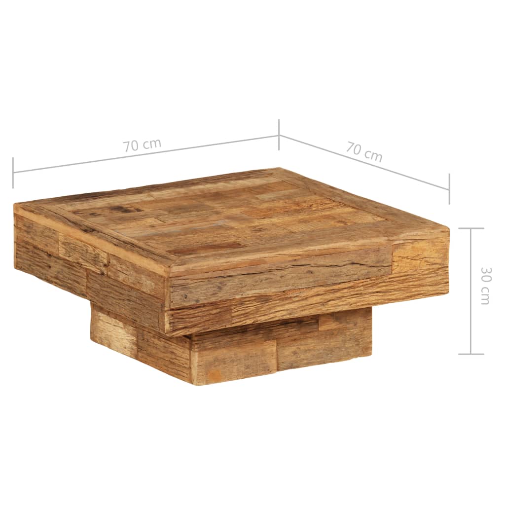 vidaXL Tavolino da Salotto in Legno Massello Recuperato 70x70x30 cm
