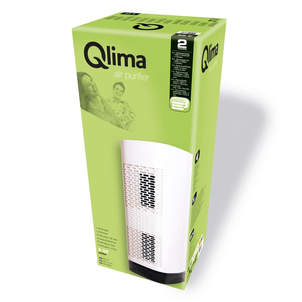 Qlima Purificatore Aria con Filtro HEPA A 68 50 W Bianco