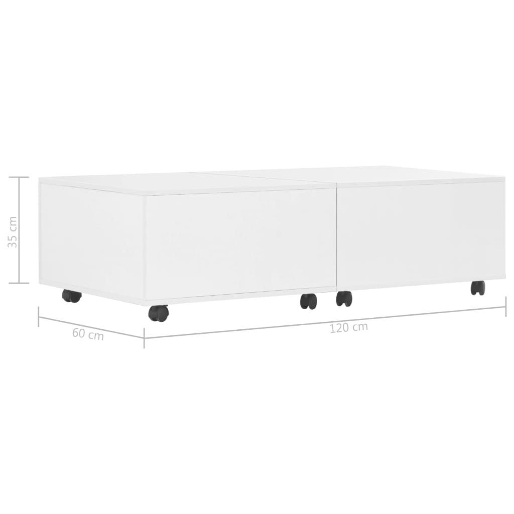 vidaXL Tavolino da Salotto Bianco Lucido 120x60x35 cm