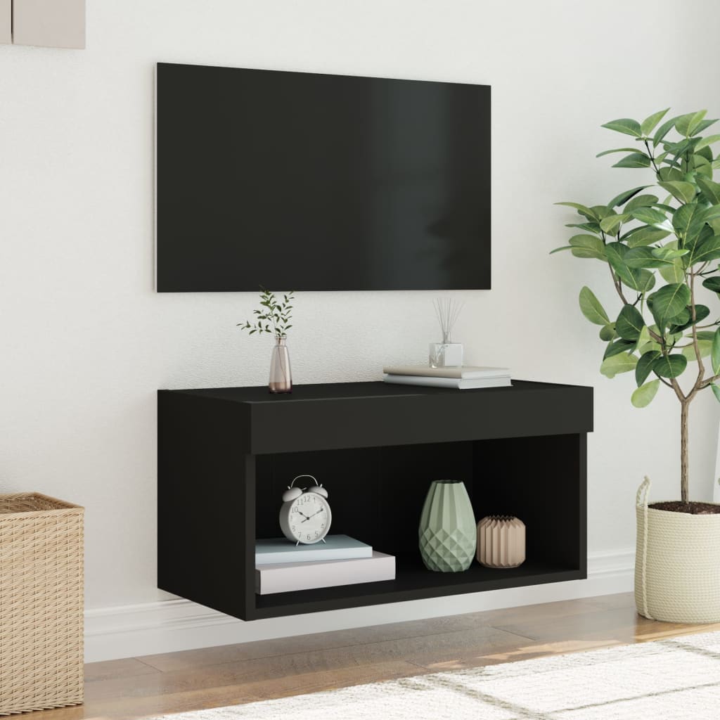 vidaXL Mobile Porta TV con Luci LED Nero 60x30x30 cm