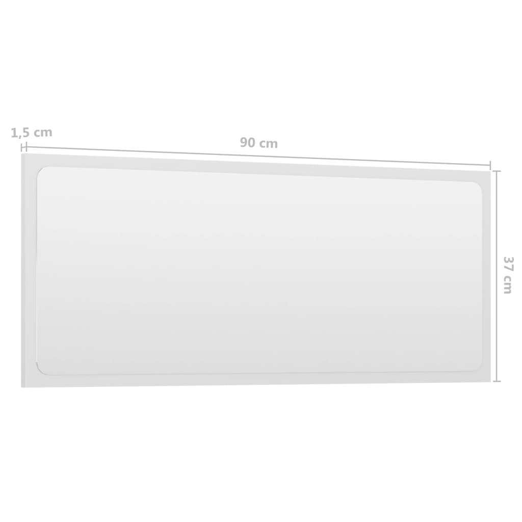 vidaXL Specchio da Bagno Bianco Lucido 90x1,5x37 cm Legno Multistrato