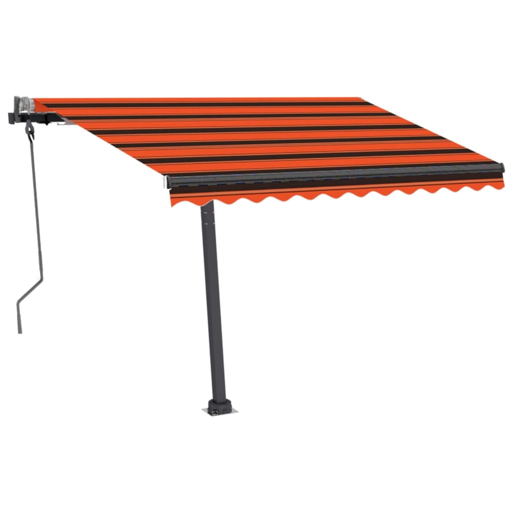 vidaXL Tenda da Sole Manuale con LED 300x250cm Arancione e Marrone
