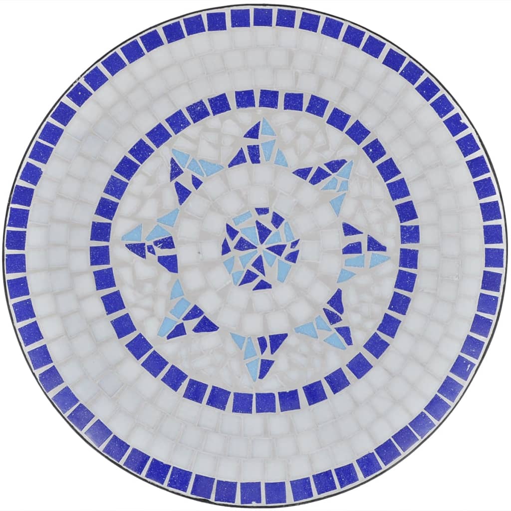vidaXL Set da Bistrot 3 pz in Piastrelle di Ceramica Blu e Bianco
