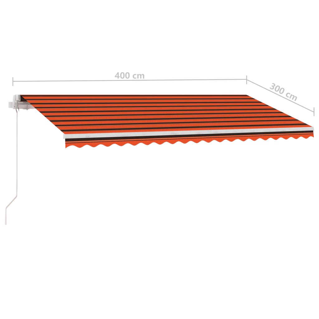 vidaXL Tenda da Sole Retrattile Manuale LED 400x300 cm Arancio Marrone