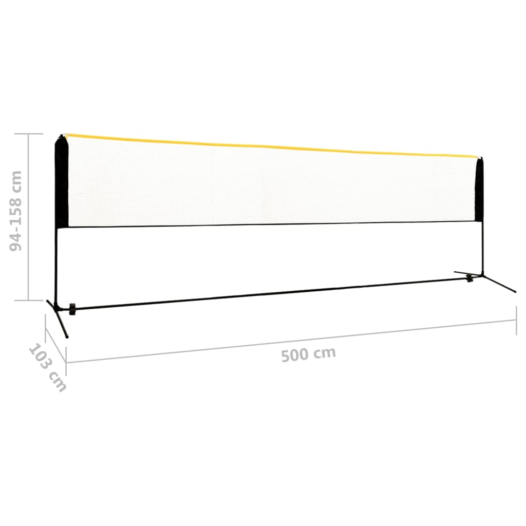 vidaXL Rete da Badminton Regolabile 500x103x94-158 cm in Metallo