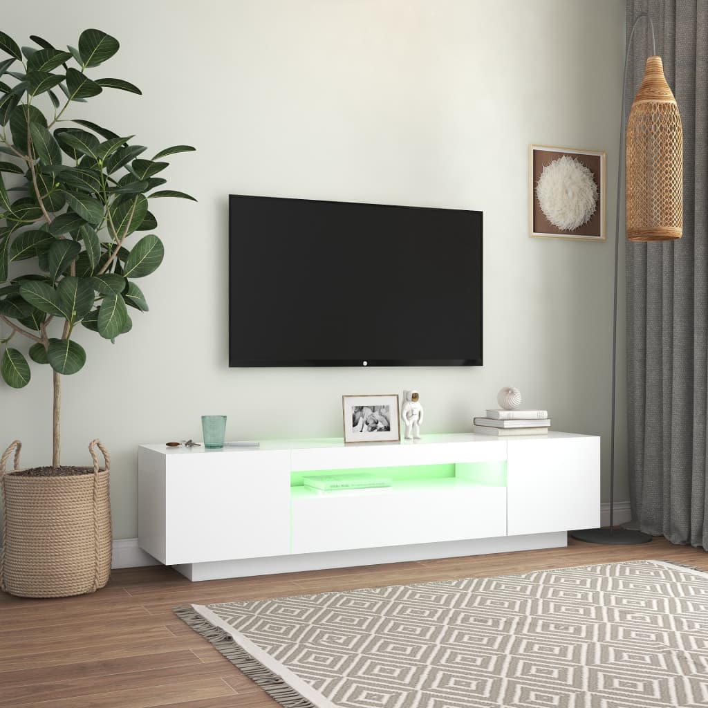 vidaXL Mobile Porta TV con Luci LED Bianco 160x35x40 cm