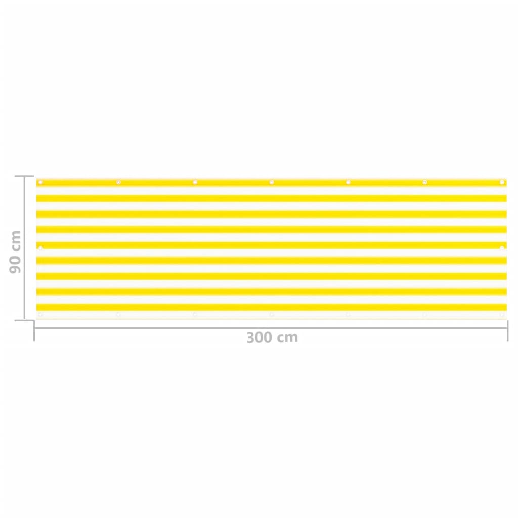 vidaXL Paravento da Balcone Giallo e Bianco 90x300 cm in HDPE