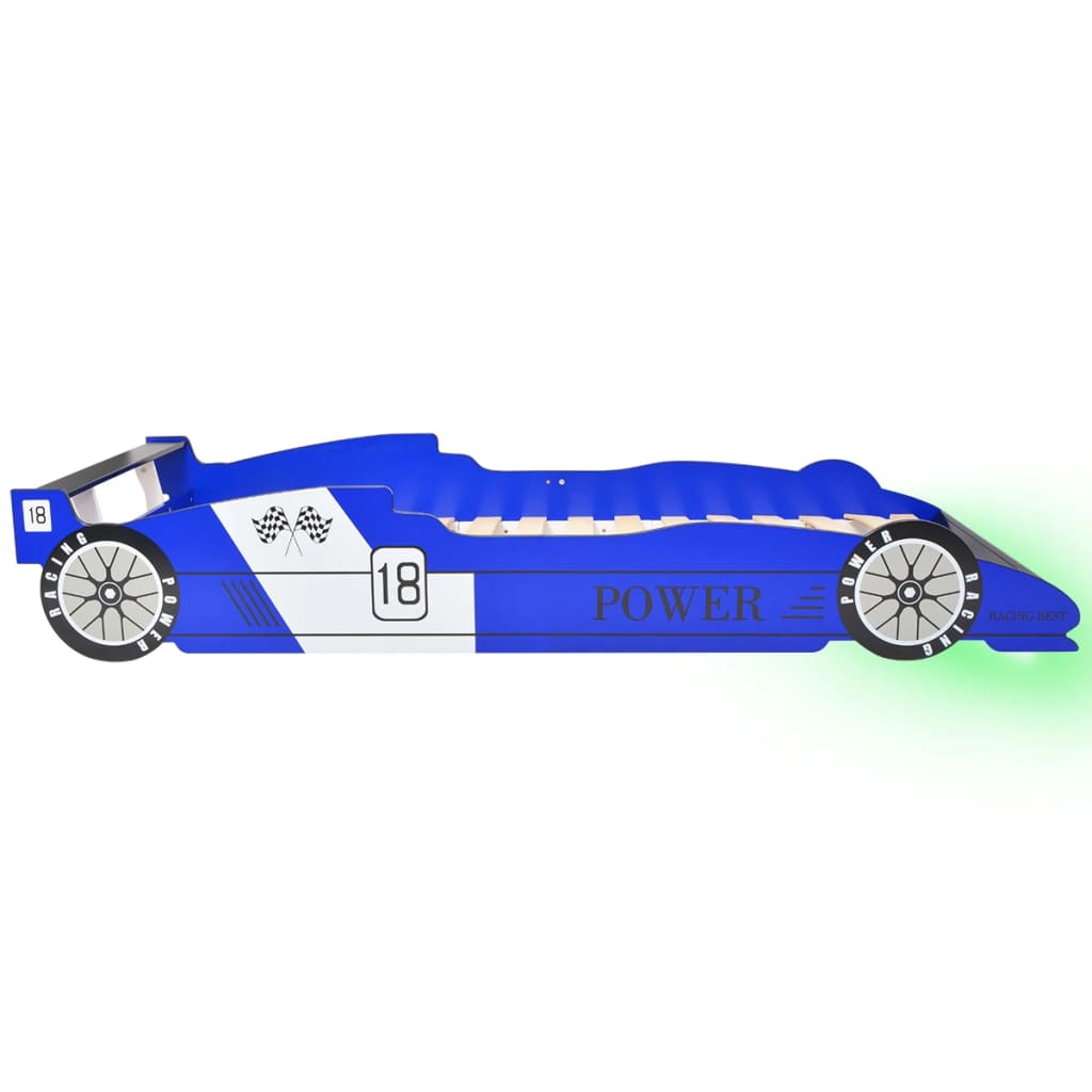 vidaXL Letto con Luci LED per Bambino Auto da Corsa 90x200 cm Blu