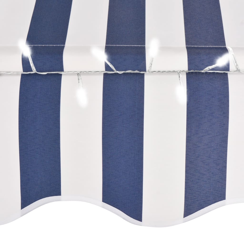 vidaXL Tenda da Sole Retrattile Manuale con LED 150 cm Blu e Bianca
