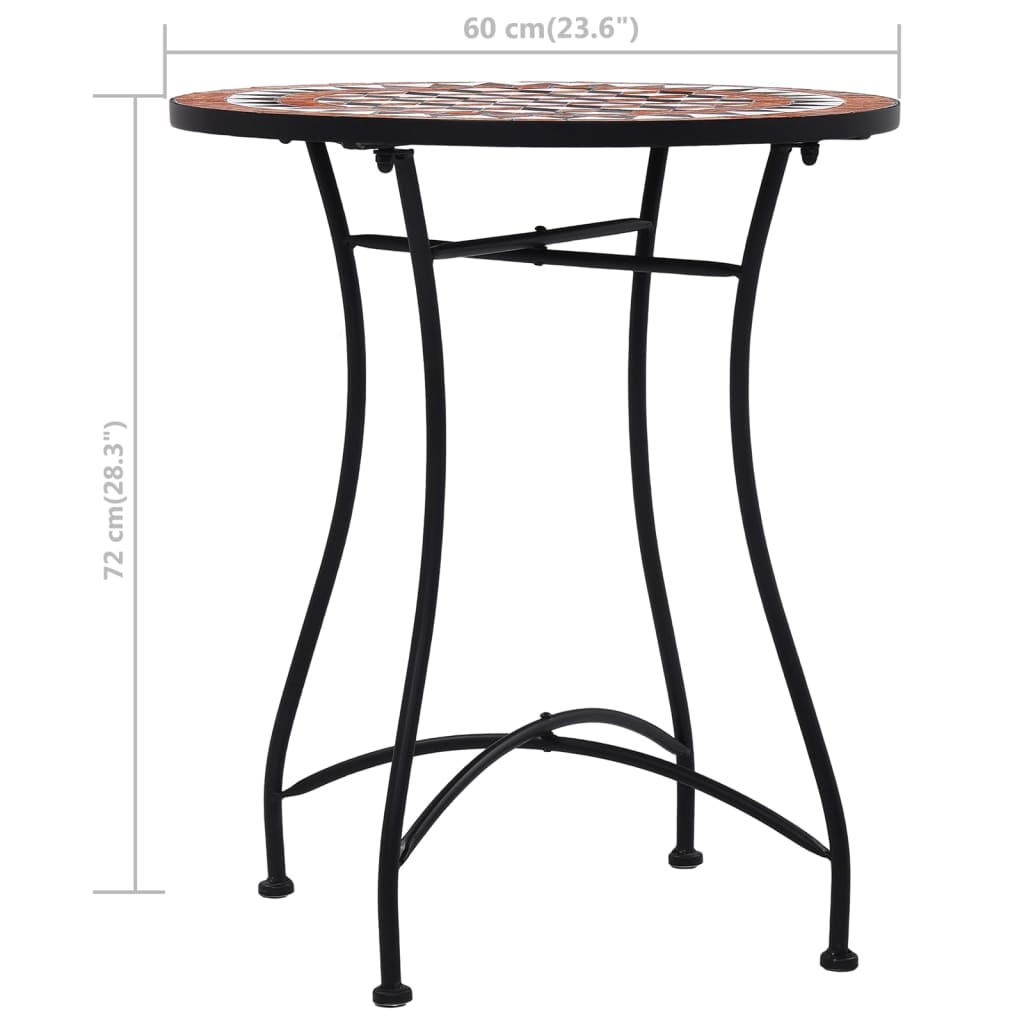 vidaXL Tavolino da Bistrot con Mosaico Marrone 60 cm in Ceramica