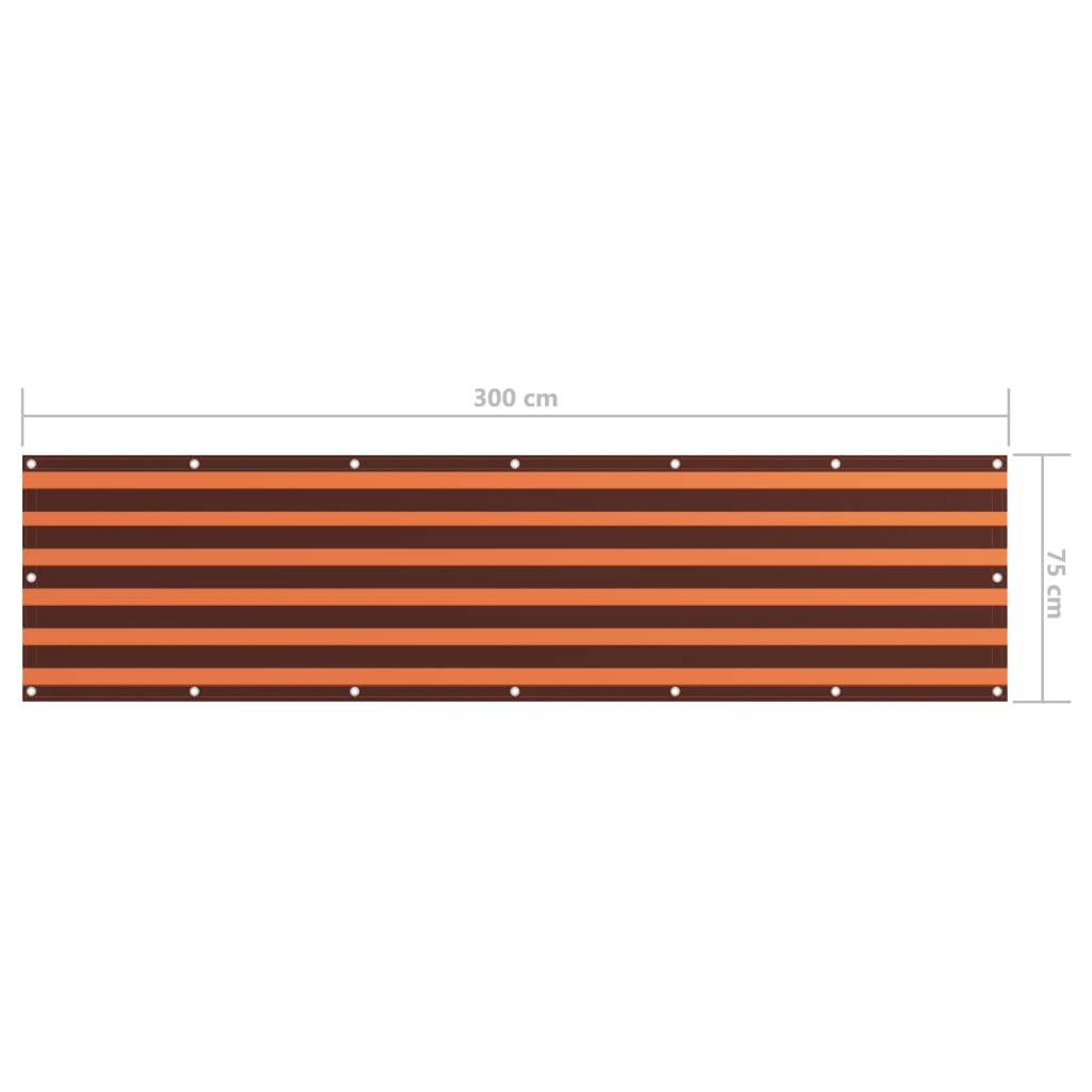 vidaXL Paravento Balcone Arancione e Marrone 75x300 cm Tessuto Oxford