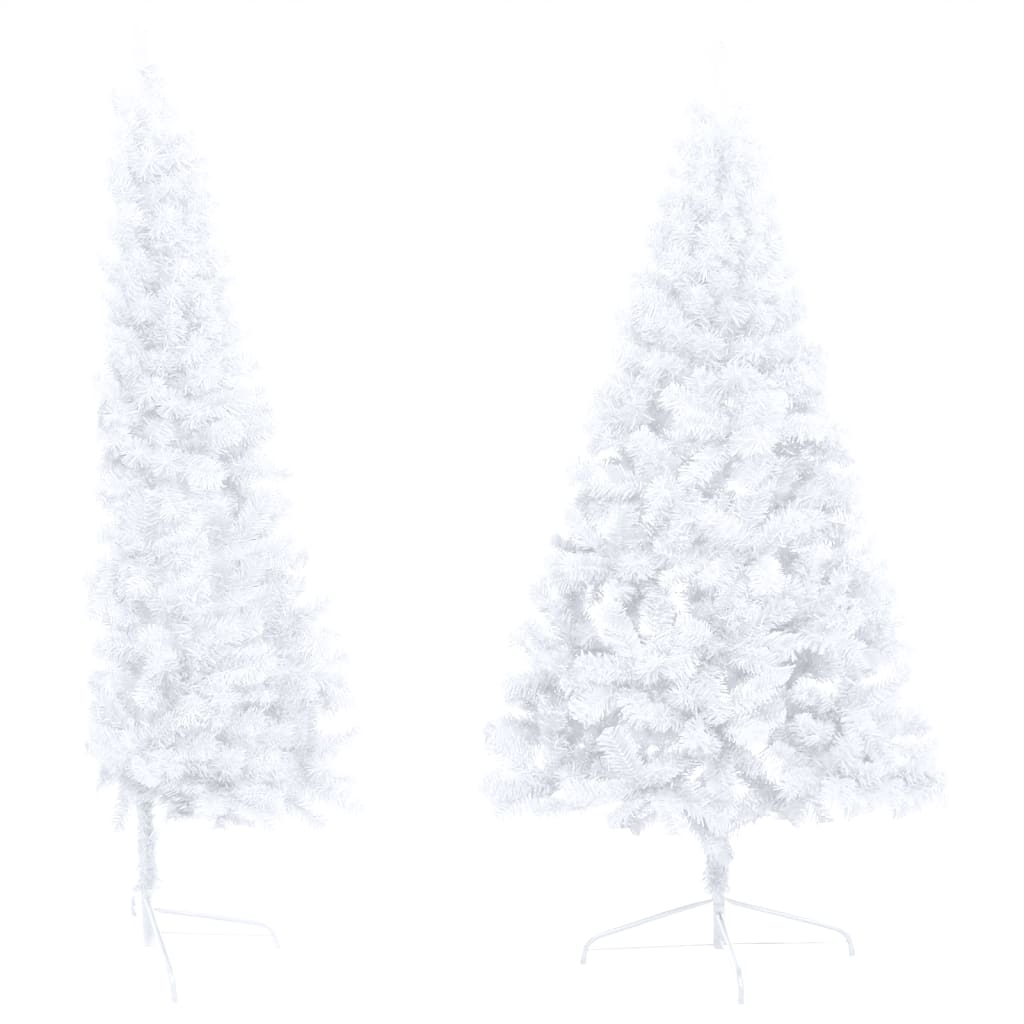 vidaXL Albero Natale Metà Preilluminato con Supporto Bianco 210 cm PVC