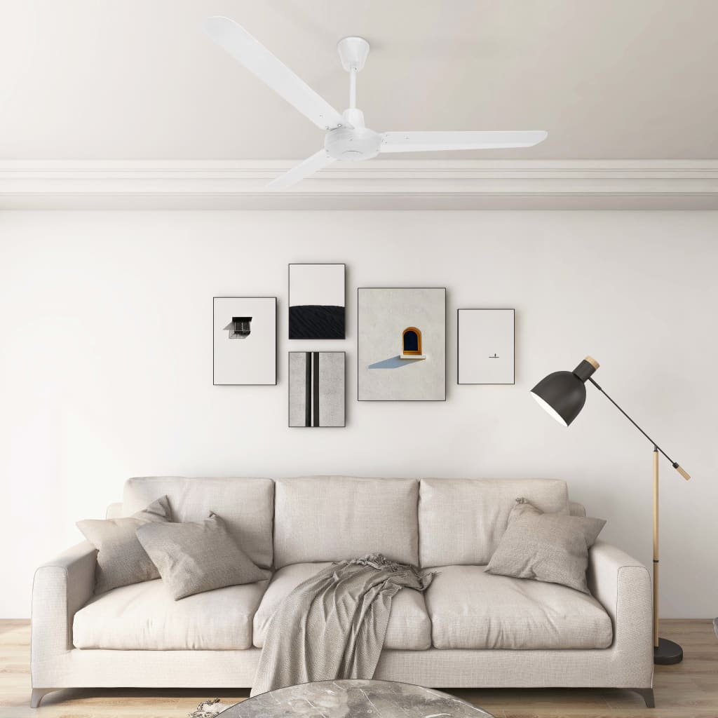 vidaXL Ventilatore da Soffitto 142 cm Bianco