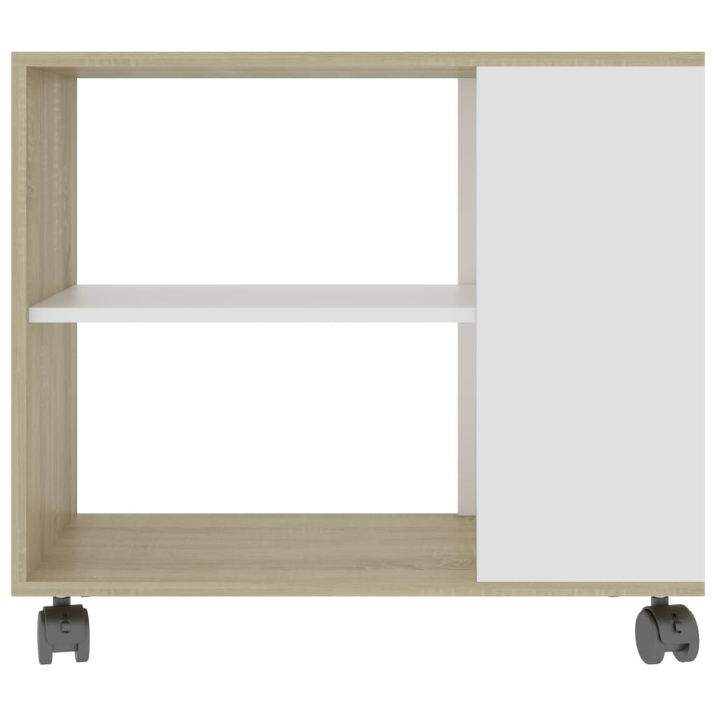 vidaXL Tavolino Bianco e Sonoma 70x35x55 cm Legno Multistrato