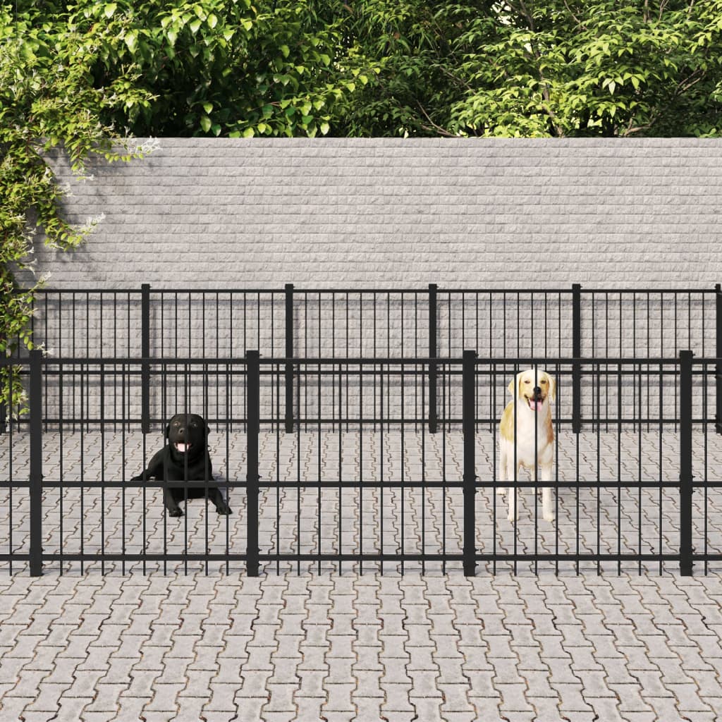 vidaXL Gabbia per Cani da Esterno in Acciaio 30,11 m²