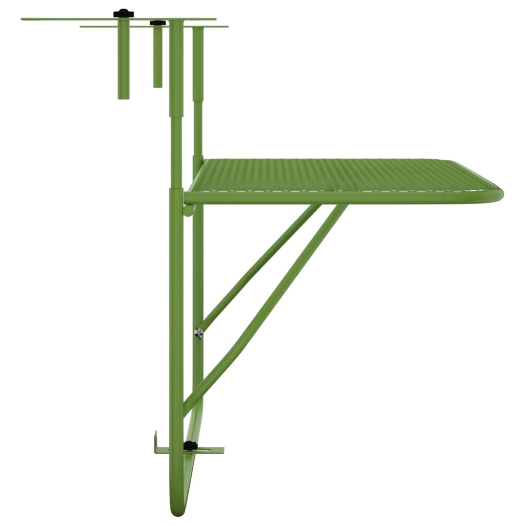 vidaXL Tavolo da Balcone Verde 60x40 cm in Acciaio