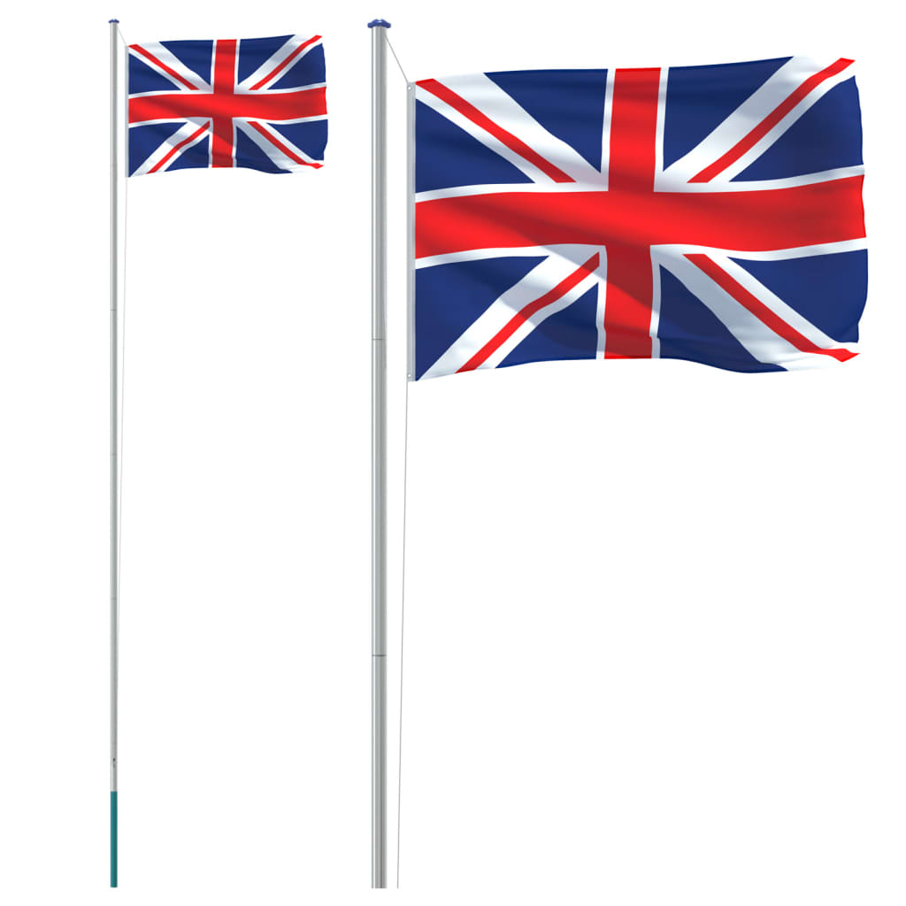 vidaXL Asta e Bandiera Regno Unito 6,23 m Alluminio