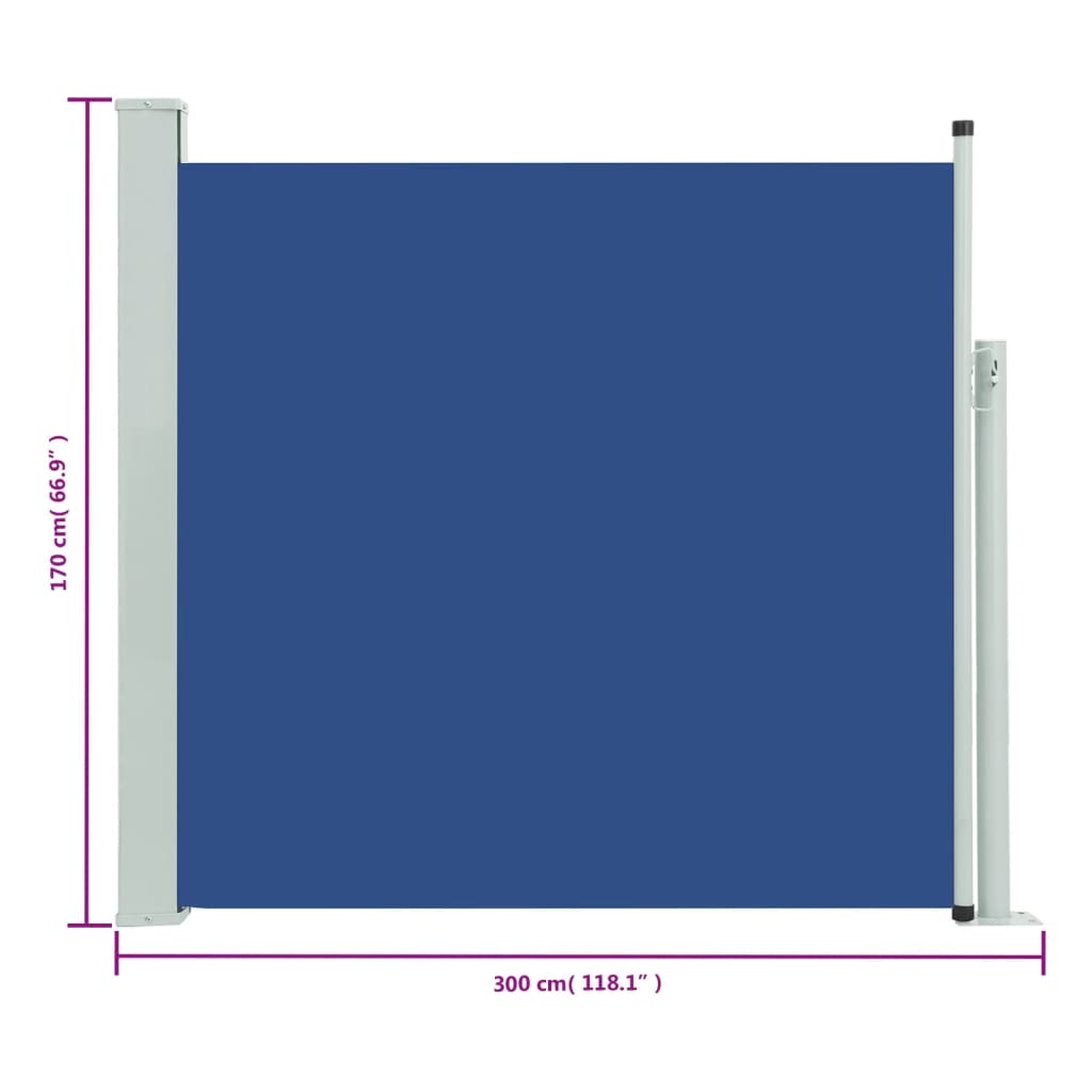 vidaXL Tenda Laterale Retrattile per Patio 170x300 cm Blu