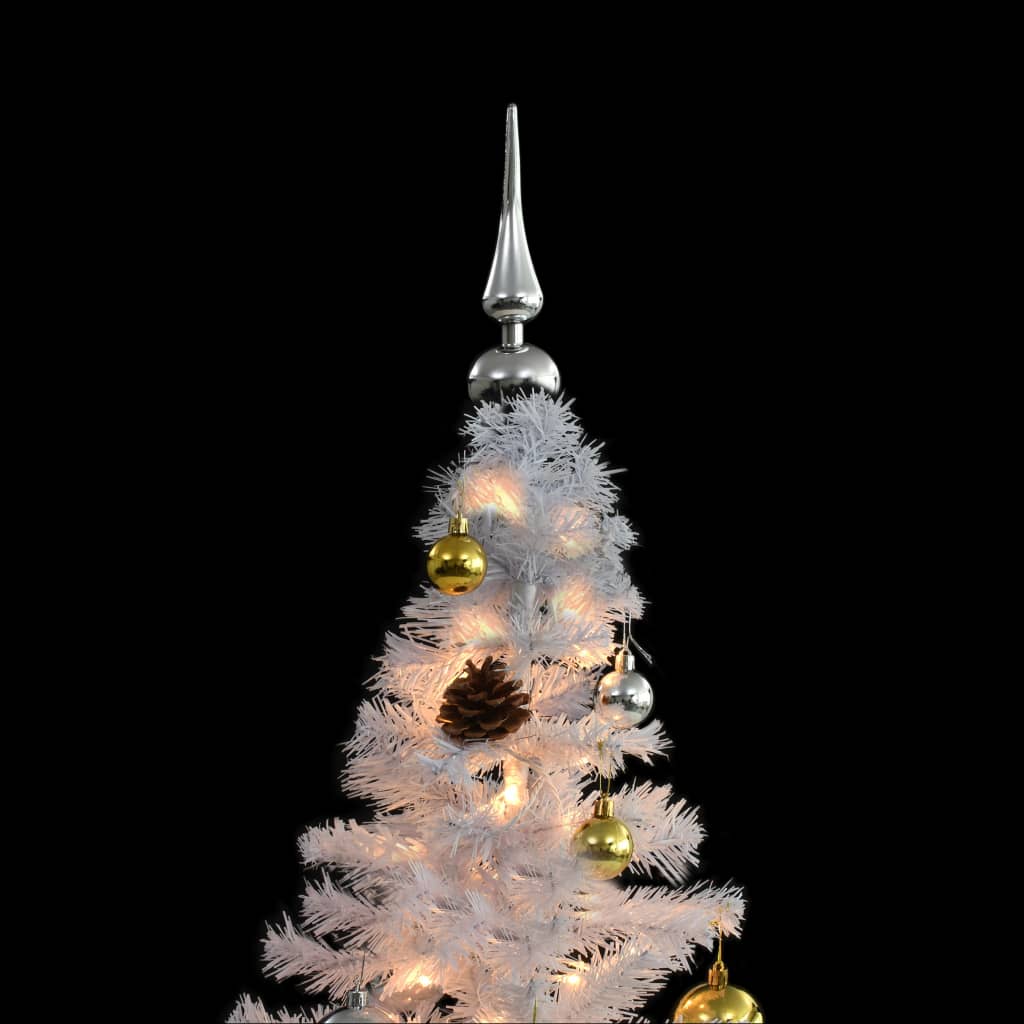 vidaXL Albero di Natale Preilluminato con Palline Bianco 150 cm