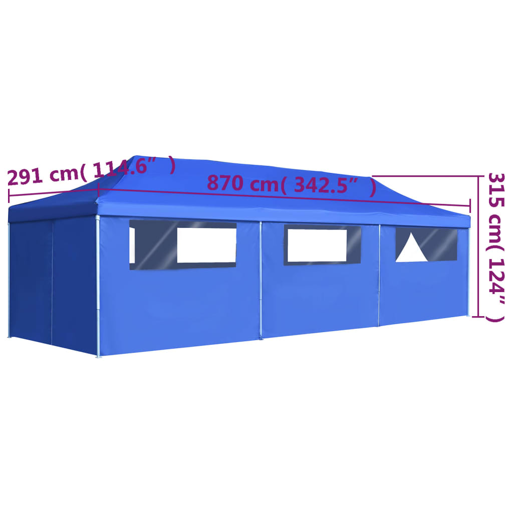 vidaXL Tenda Pieghevole Pop-Up con 8 Pareti Laterali 3x9 m Blu