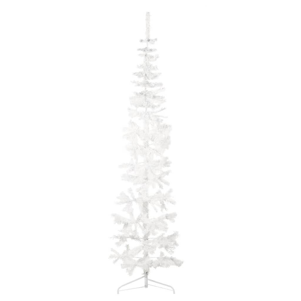 vidaXL Albero Natale Artificiale Sottile a Metà Supporto Bianco 210 cm