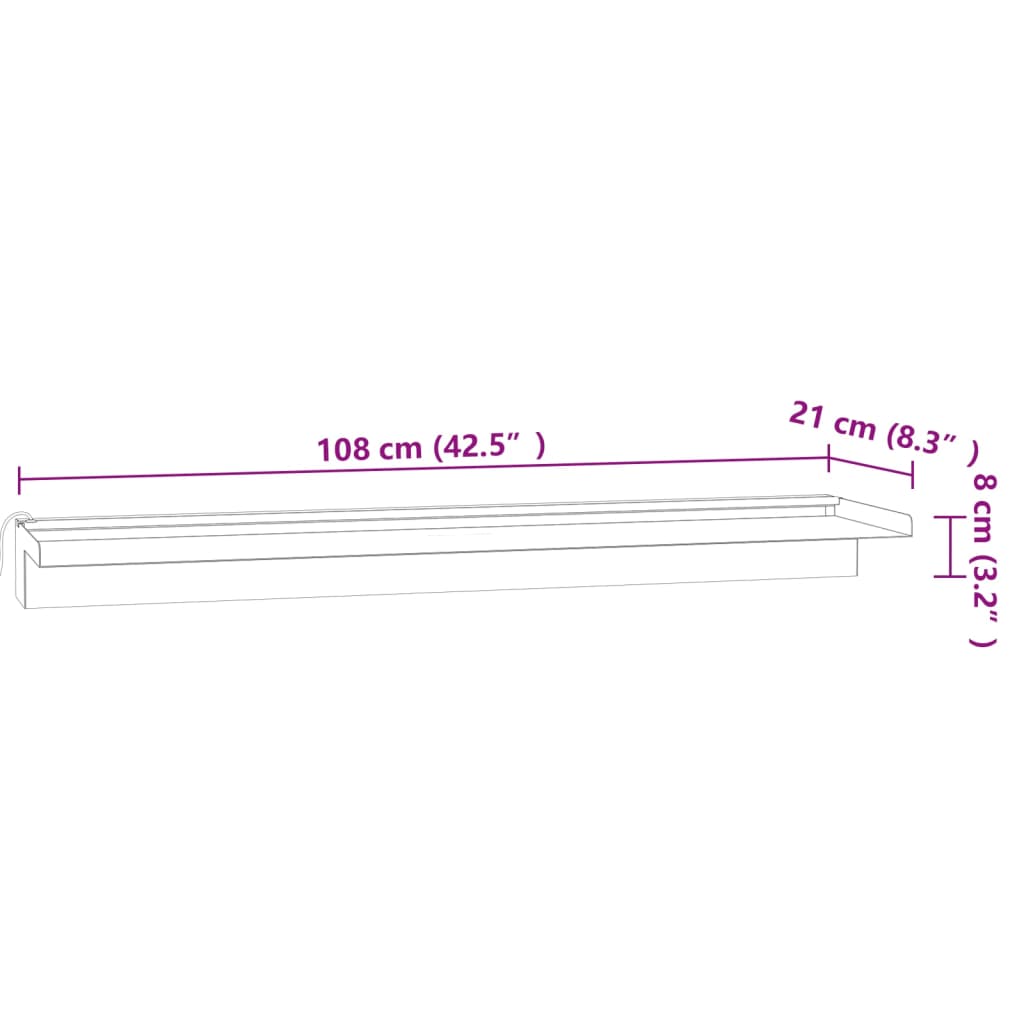 vidaXL Sfioratore a Cascata con LED RGB Acciaio Inox 108 cm