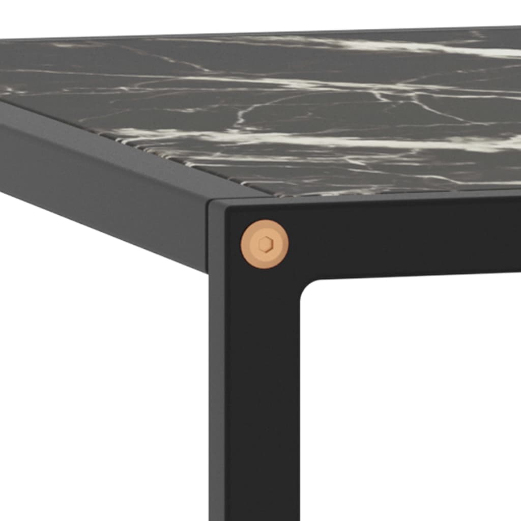 vidaXL Tavolino da Salotto Nero con Vetro Marmo Nero 80x80x35 cm