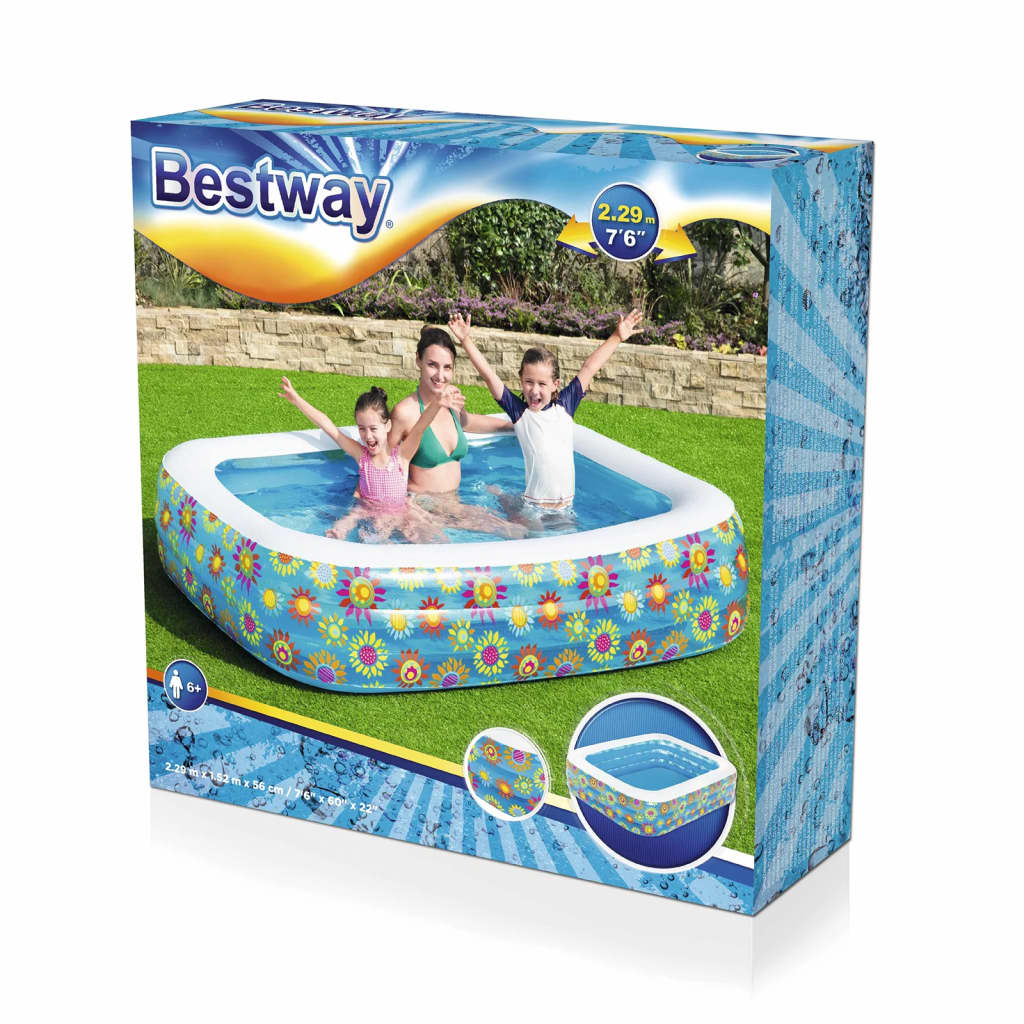 Bestway Piscina Gonfiabile per Bambini Blu 229x152x56 cm