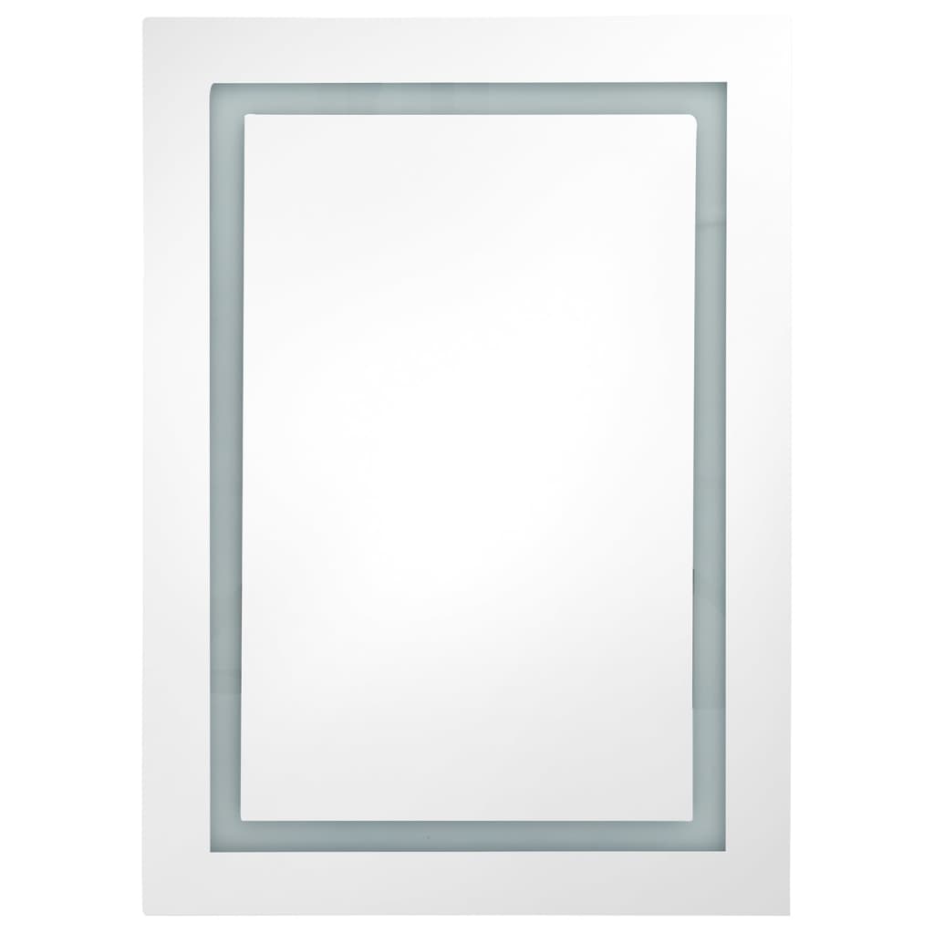 vidaXL Armadietto Bagno con Specchio e LED Bianco Lucido 50x13x70 cm