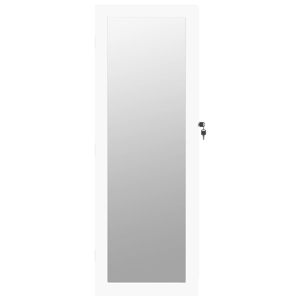 vidaXL Armadio Portagioie con Specchio a Muro Bianco 37,5x10x106 cm